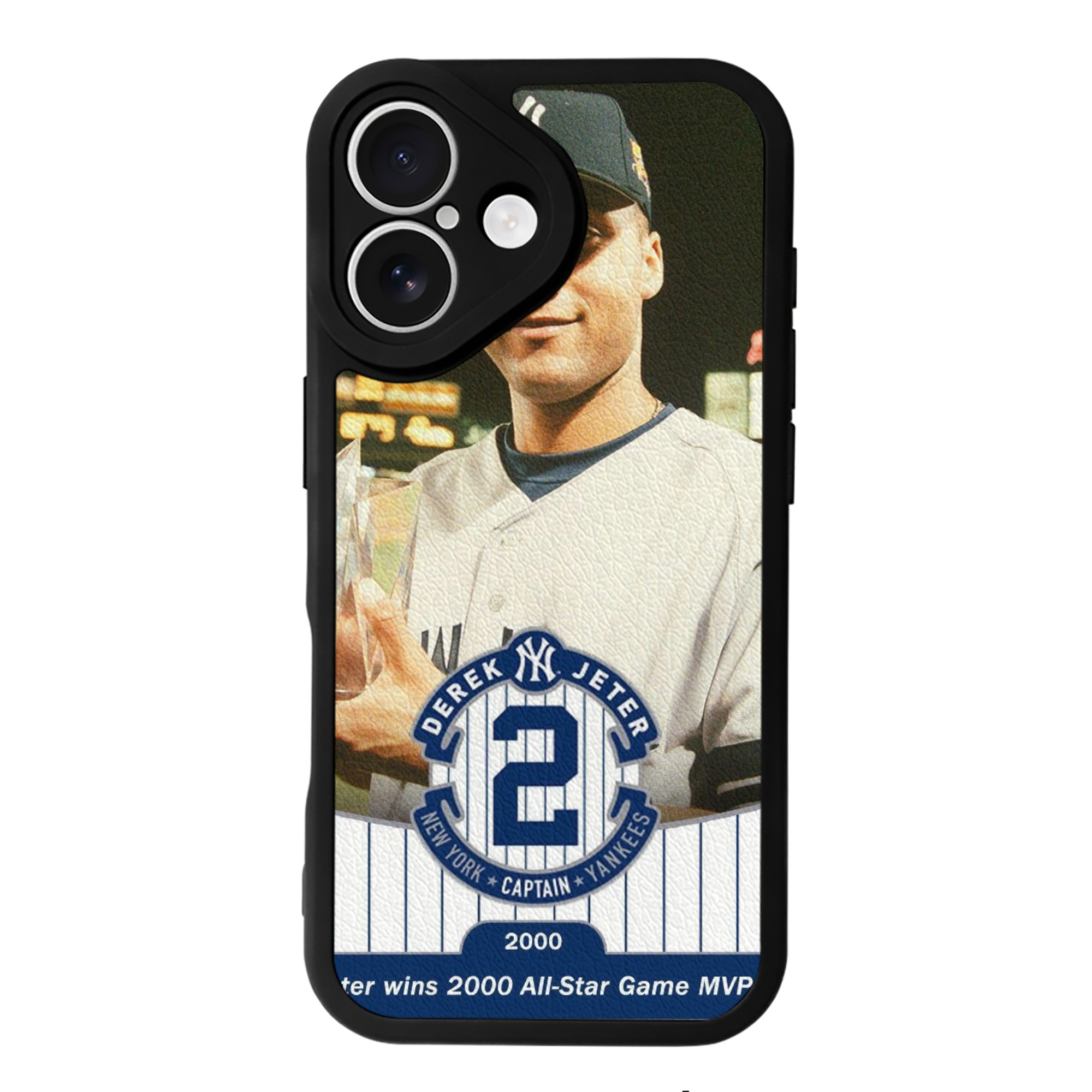 Derek Jeter 93 IPhone 16 Silicone Leather Case – UV Print, Lambskin Texture – Perfect Fit, Wireless Charging Compatible, Scratch Resistant, Precise Cutouts – Stylish Protection For IPhone 16